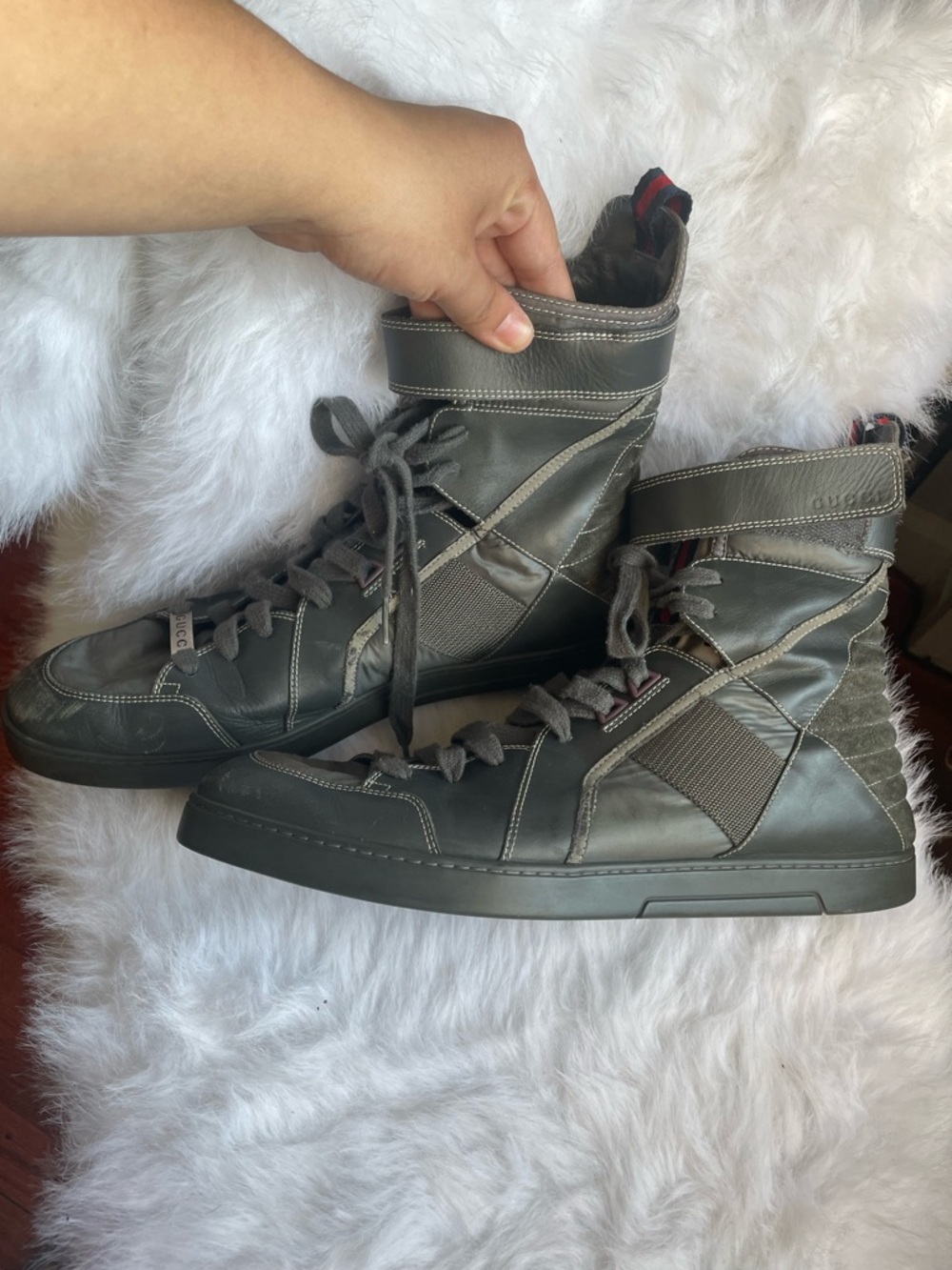 Gucci Black Leather High-Top Sneaker